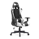 Καρέκλα γραφείου Gaming Alonso Megapap από τεχνόδερμα χρώμα λευκό – μαύρο 67x70x125/135 εκ.