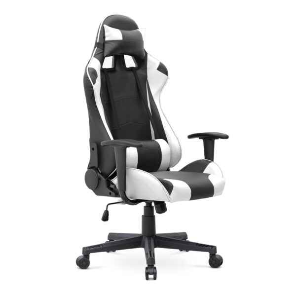 Καρέκλα γραφείου Gaming Alonso Megapap από τεχνόδερμα χρώμα λευκό – μαύρο 67x70x125/135 εκ.
