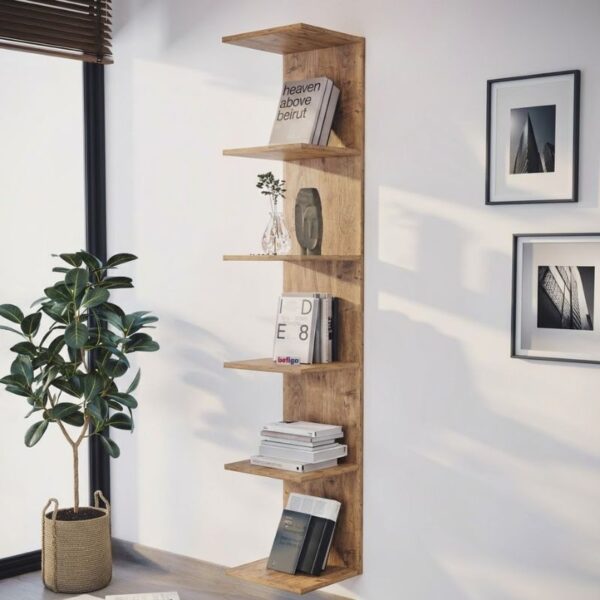 Βιβλιοθήκη – Ραφιέρα τοίχου Ogden Megapap χρώμα pine oak 34,5x30x180εκ.