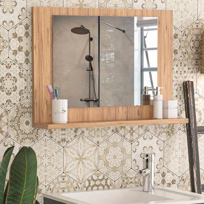 Καθρέπτης μπάνιου Devlin Megapap χρώμα pine oak 60x10x45εκ. - Image 2