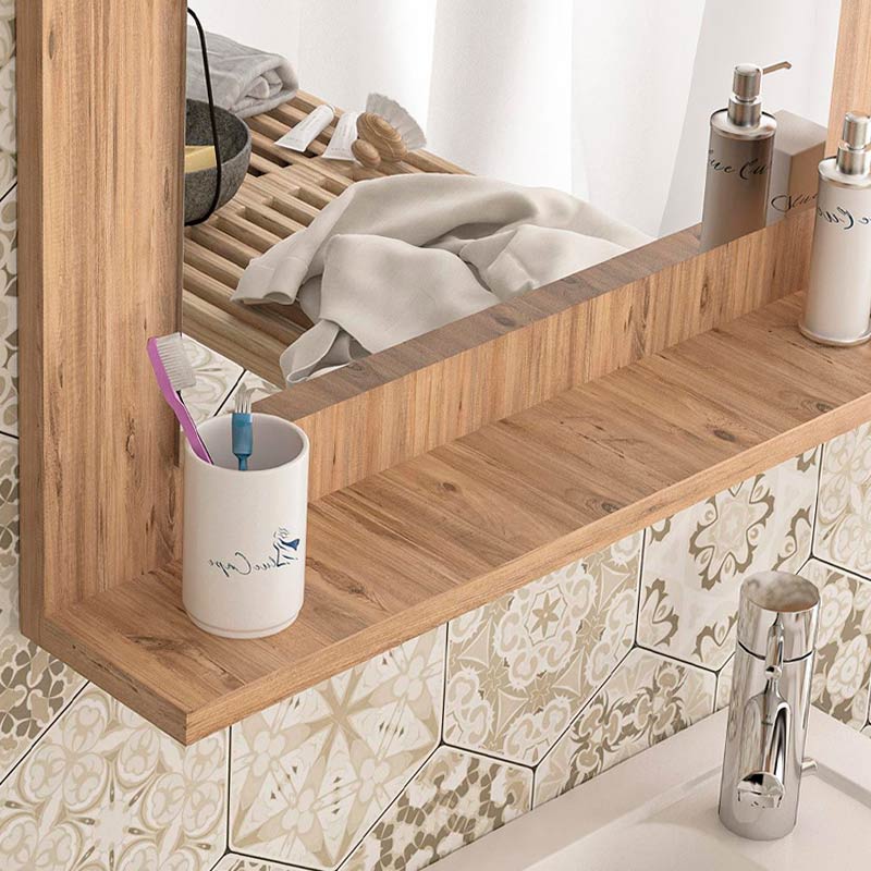 Καθρέπτης μπάνιου Devlin Megapap χρώμα pine oak 60x10x45εκ. - Image 3