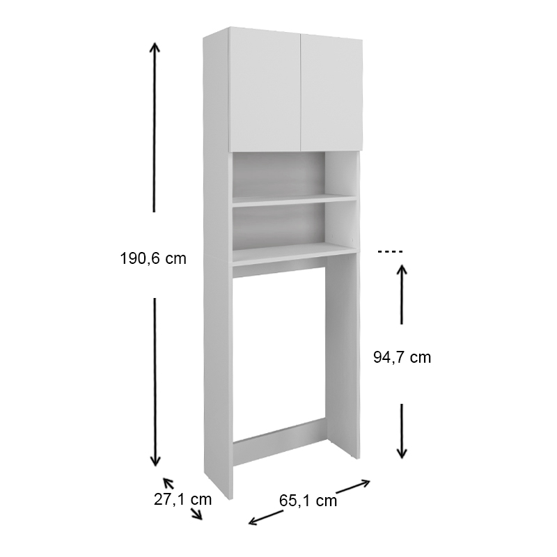 Έπιπλο πλυντηρίου Ramsey Megapap χρώμα λευκό 65x27x190,6εκ. - Image 4