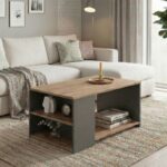 Τραπεζάκι σαλονιού Sylvia Megapap χρώμα pine oak – ανθρακί 90,2×59,2×48,1εκ.