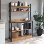 Έπιπλο κουζίνας Foyer Megapap χρώμα μαύρο – pine oak 101x36x160,7εκ.