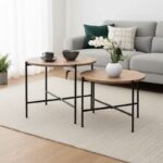 Σετ τραπεζάκια σαλονιού Zayden Megapap 2 τμχ χρώμα pine oak 65x65x52εκ.