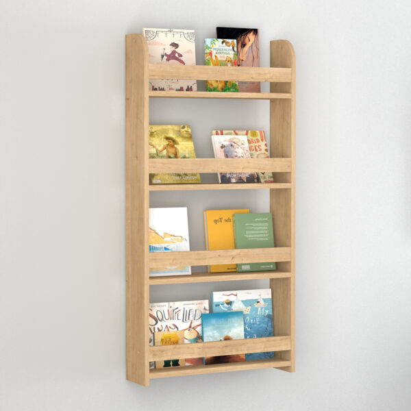 Επιτοίχια βιβλιοθήκη – ραφιέρα Montessori Megapap χρώμα sapphire oak 60x15x120εκ.