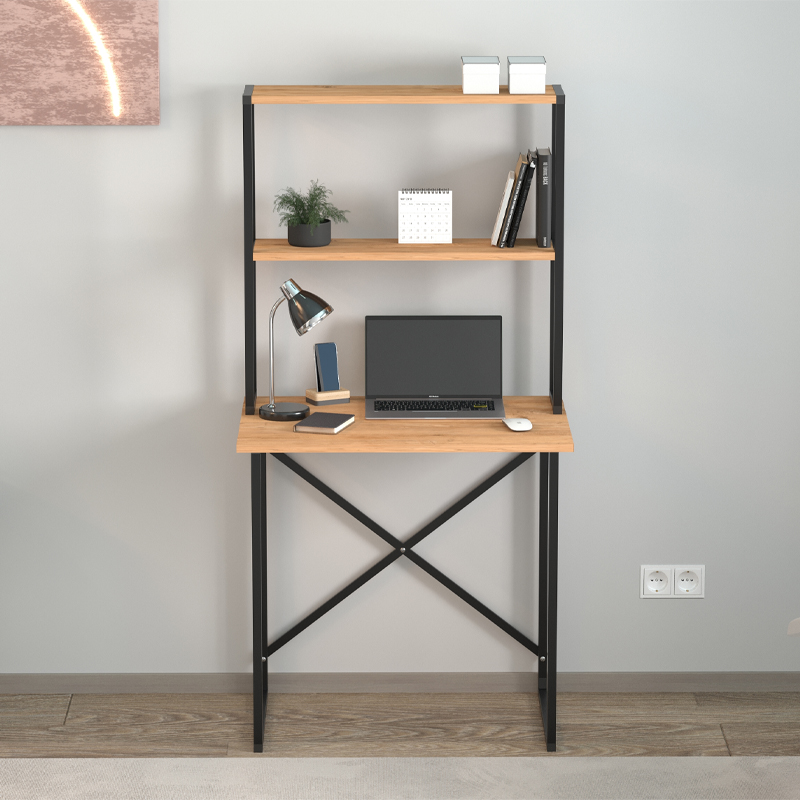 Γραφείο εργασίας Pope Megapap χρώμα pine oak 73x52x146εκ. - Image 2