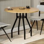Τραπέζι Roma Megapap χρώμα pine oak Ø80×75εκ.