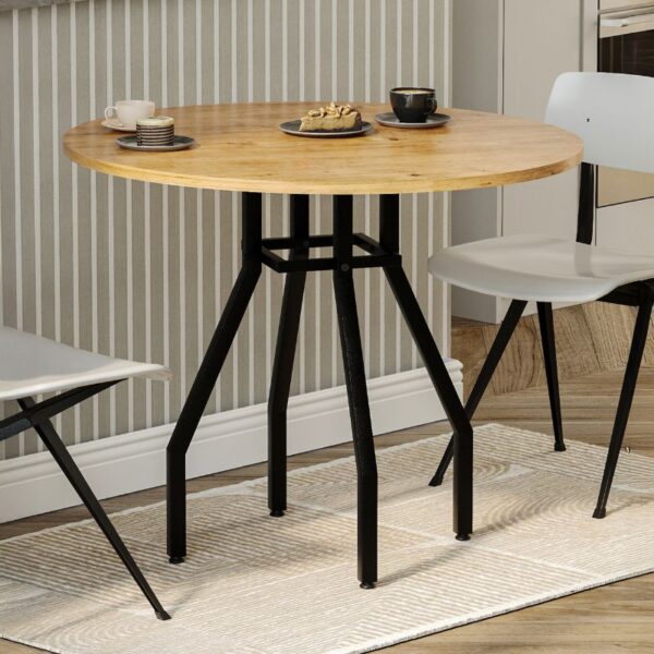 Τραπέζι Roma Megapap χρώμα pine oak Ø80×75εκ.