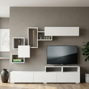 Σύνθεση τηλεόρασης Stamatia Megapap χρώμα λευκό 210x36,8x46,8εκ.