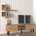 Σύνθεση τηλεόρασης Salerno Megapap χρώμα sapphire oak 180x35x51εκ.