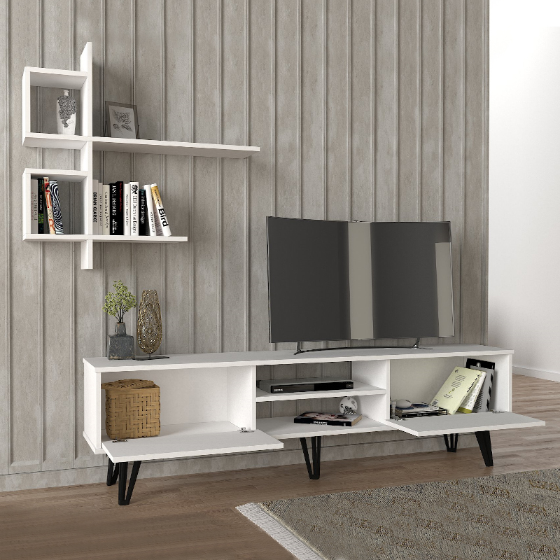 Σύνθεση τηλεόρασης Salerno Megapap χρώμα λευκό 180x35x51εκ. - Image 2