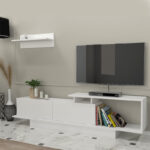 Έπιπλο τηλεόρασης Novara Megapap χρώμα λευκό 180×29,6×45εκ.