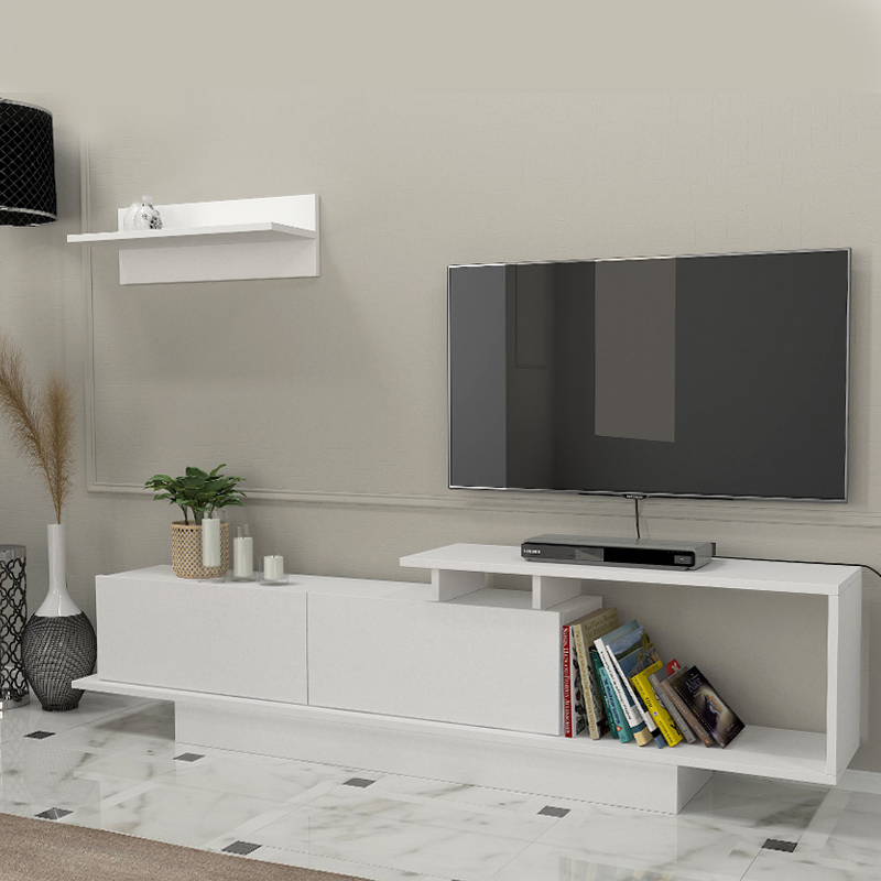 Έπιπλο τηλεόρασης Novara Megapap χρώμα λευκό 180×29,6×45εκ.