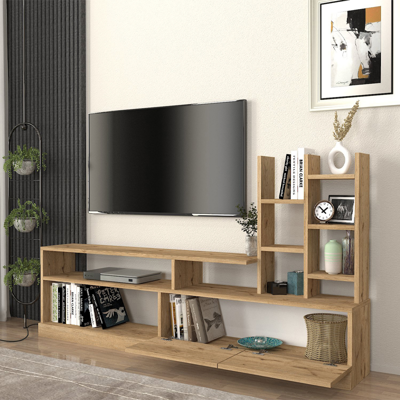 Σύνθεση τηλεόρασης Pesaro Megapap χρώμα sepet oak 165x25x91,3εκ. - Image 2