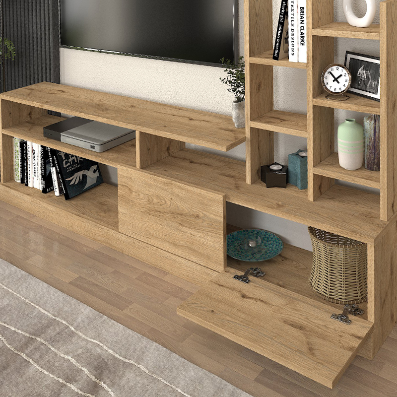 Σύνθεση τηλεόρασης Pesaro Megapap χρώμα sepet oak 165x25x91,3εκ. - Image 4