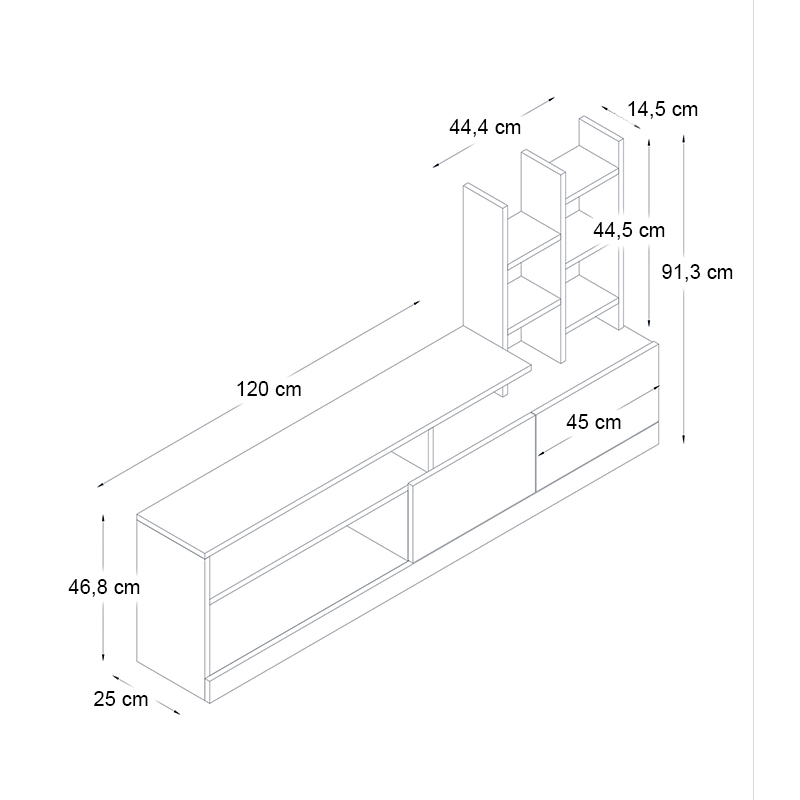 Σύνθεση τηλεόρασης Pesaro Megapap χρώμα sepet oak 165x25x91,3εκ. - Image 6