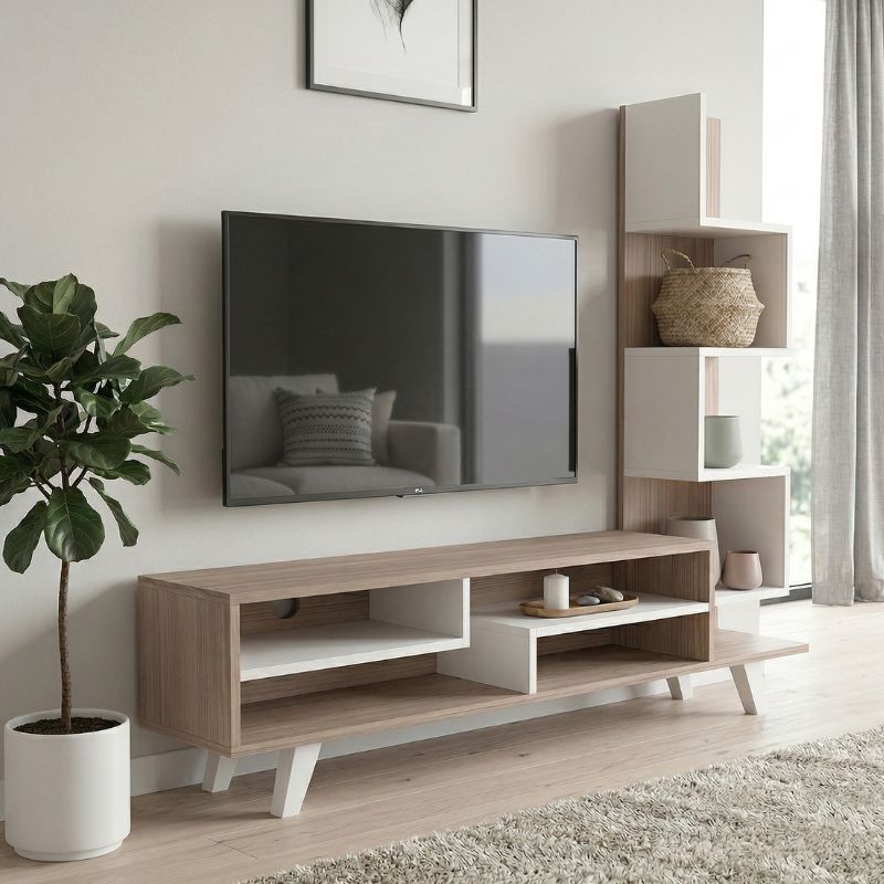 Έπιπλο τηλεόρασης Granada Megapap χρώμα λευκό – cordoba 149,5×29,5×120εκ.