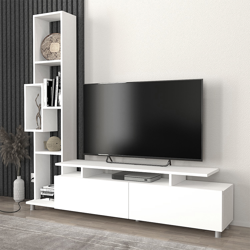 Σύνθεση τηλεόρασης Tulip Megapap χρώμα λευκό 160×29,5×160εκ.