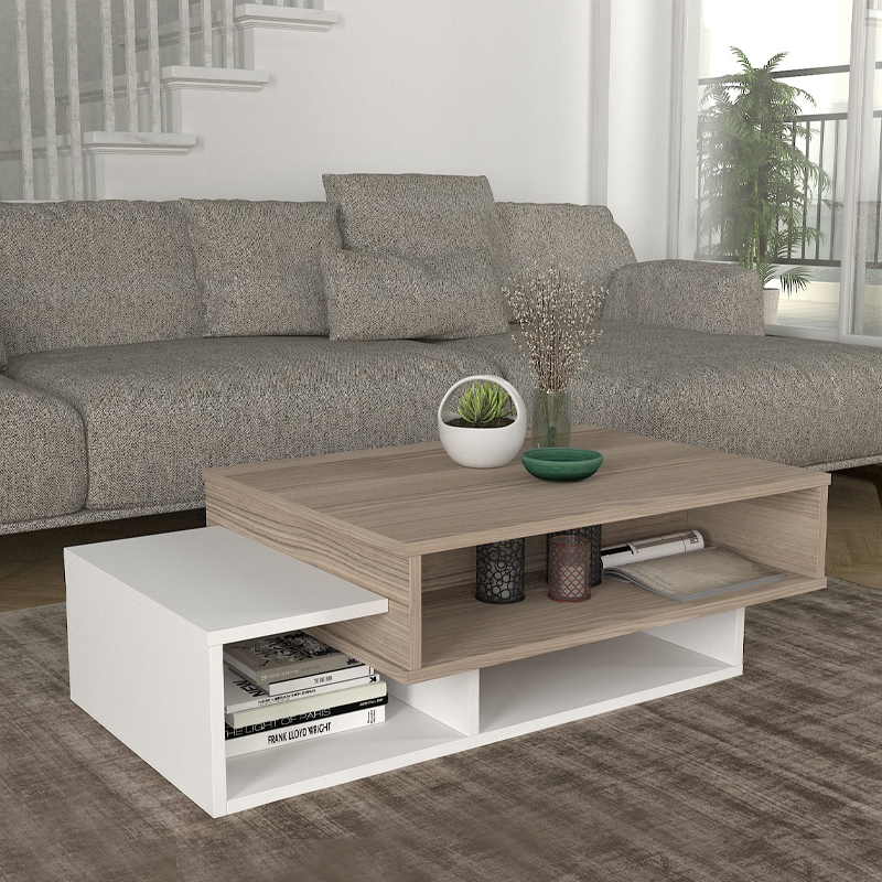 Τραπεζάκι σαλονιού Tab Megapap χρώμα λευκό – cordoba 105x60x32εκ.