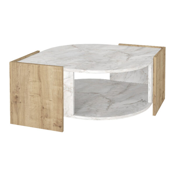 Τραπεζάκι σαλονιού Marbel Megapap χρώμα sapphire oak – λευκό εφέ μαρμάρου 75x75x40εκ.