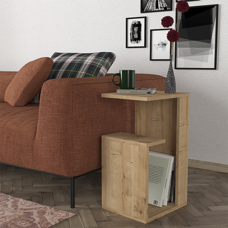 Τραπεζάκι βοηθητικό Rosana Megapap χρώμα sapphire oak 35×29,5×60εκ.