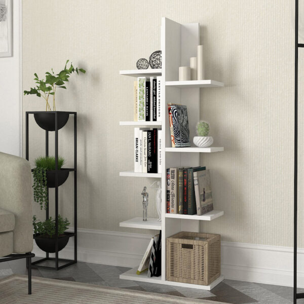Βιβλιοθήκη Tree Megapap χρώμα λευκό 45×21,4×121,8εκ.