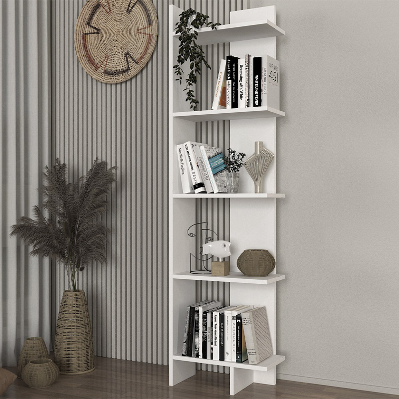 Βιβλιοθήκη Perla Megapap χρώμα λευκό 48x22x170εκ.