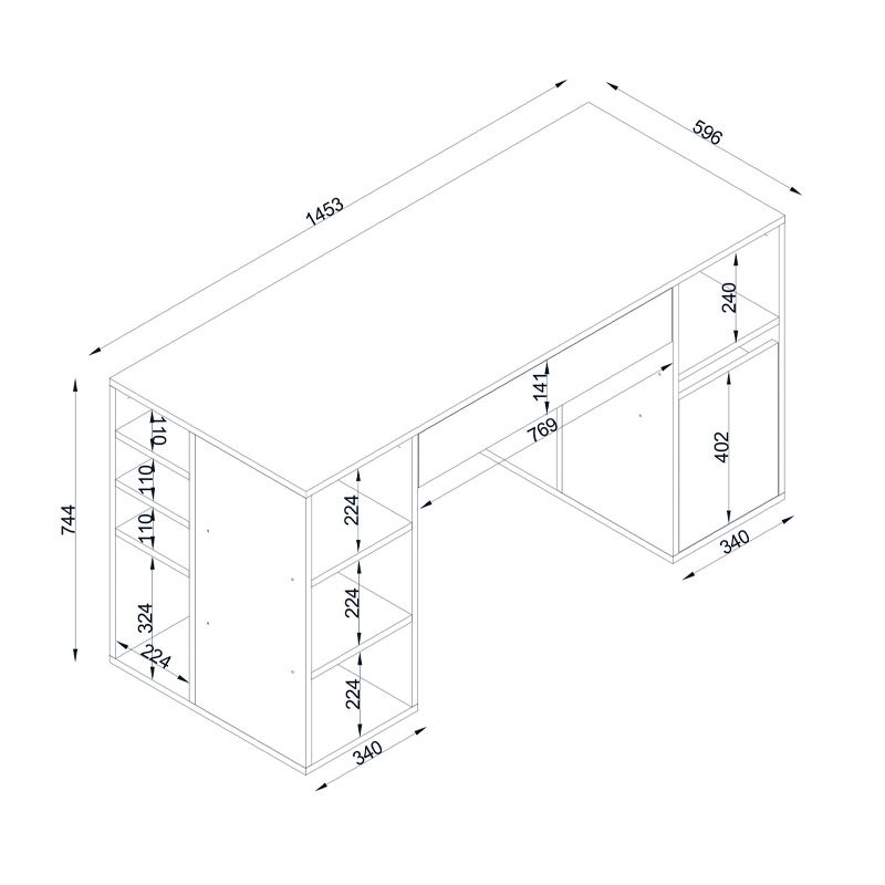 Γραφείο εργασίας Pontus Megapap χρώμα λευκό 145x60x74,4εκ. - Image 9