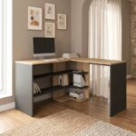 Γραφείο εργασίας Stylo Megapap χρώμα sapphire oak –  ανθρακί 120x120x73,8εκ.