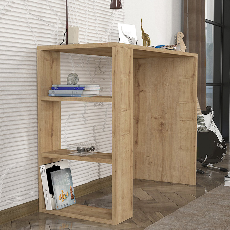 Γραφείο εργασίας Netenia Megapap χρώμα sapphire oak 90x40x74εκ. - Image 3
