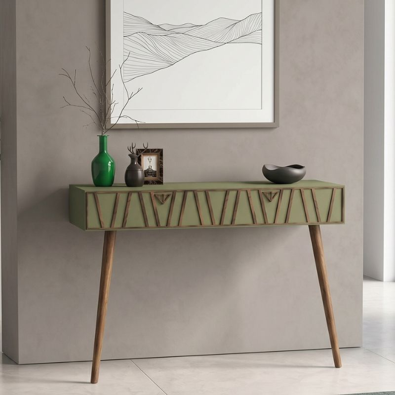 Κονσόλα επιτοίχια Forest Megapap χρώμα λαδί – καρυδί 120x35x89,3εκ.