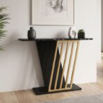 Κονσόλα Gravity Megapap χρώμα μαύρο εφέ μαρμάρου – χρυσό 90×29,6×76,8εκ.