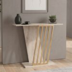 Κονσόλα Gravity Megapap χρώμα travertine – χρυσό 90×29,6×76,8εκ.