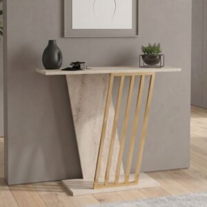 Κονσόλα Gravity Megapap χρώμα travertine - χρυσό 90x29,6x76,8εκ.
