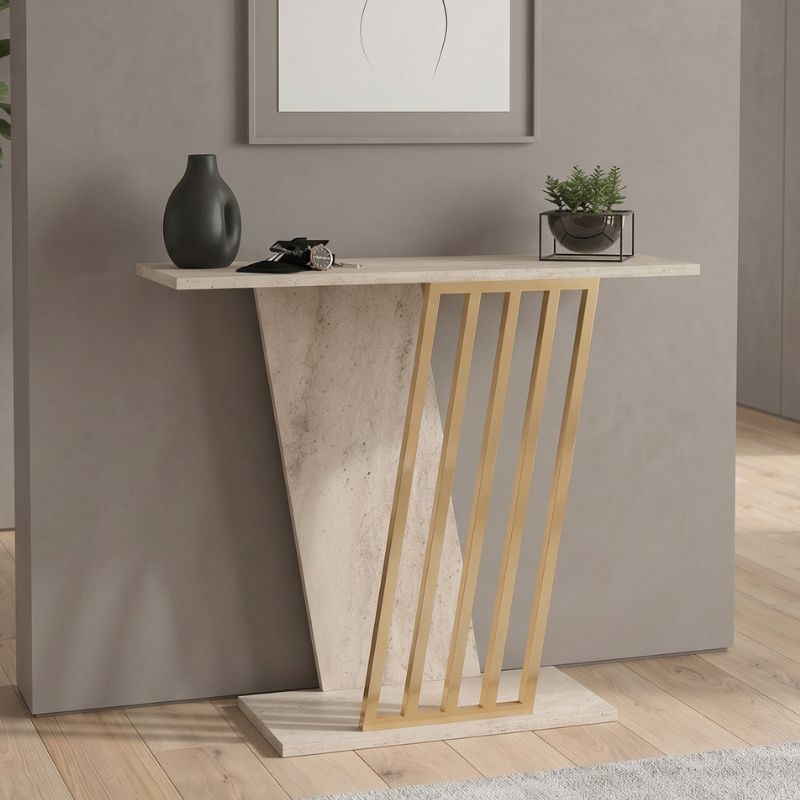 Κονσόλα Gravity Megapap χρώμα travertine – χρυσό 90×29,6×76,8εκ.