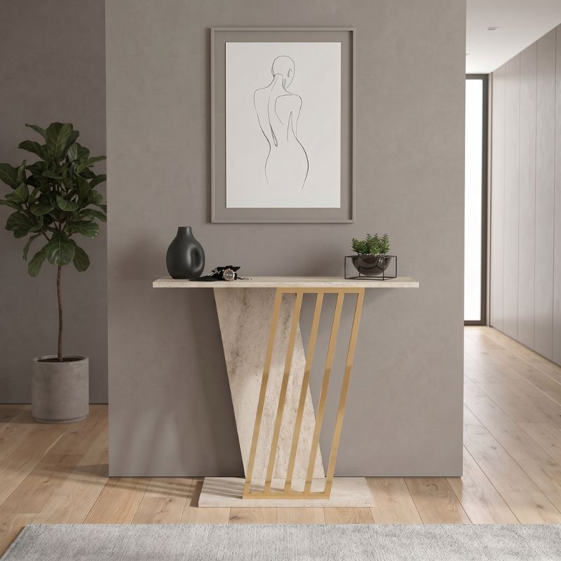 Κονσόλα Gravity Megapap χρώμα travertine - χρυσό 90x29,6x76,8εκ. - Image 2