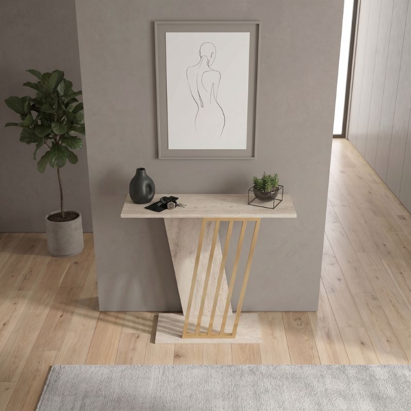 Κονσόλα Gravity Megapap χρώμα travertine - χρυσό 90x29,6x76,8εκ. - Image 3