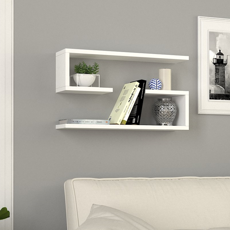 Ραφιέρα τοίχου Jenika Megapap 2 τεμαχίων χρώμα λευκό 60×14,5×18εκ.
