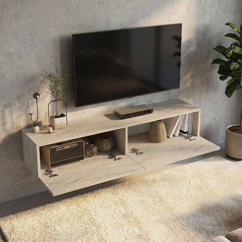 Έπιπλο τηλεόρασης επιτοίχιο Aristo Megapap με LED χρώμα travertine 135x31,6x25εκ. - Image 3