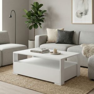 Τραπεζάκι σαλονιού Balina Megapap χρώμα λευκό 110x60x40εκ.