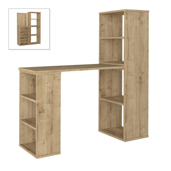 Γραφείο εργασίας πολυμορφικό Last Megapap χρώμα sapphire oak 119×44,7×123εκ.