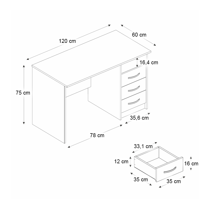 Γραφείο εργασίας Eldoris Megapap χρώμα λευκό 120x60x75εκ. - Image 5