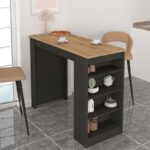 Τραπέζι μπαρ Monaco Megapap χρώμα ανθρακί – sapphire oak 120×51,6×101,8εκ.