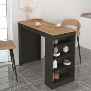 Τραπέζι μπαρ Monaco Megapap χρώμα ανθρακί - sapphire oak 120x51,6x101,8εκ.