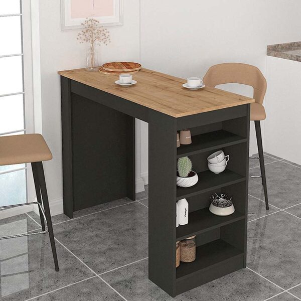 Τραπέζι μπαρ Monaco Megapap χρώμα ανθρακί – sapphire oak 120×51,6×101,8εκ.