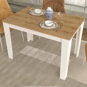 Τραπέζι Darlen Megapap χρώμα λευκό - sapphire oak 110x72x74εκ.