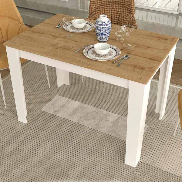Τραπέζι Darlen Megapap χρώμα λευκό – sapphire oak 110x72x74εκ.