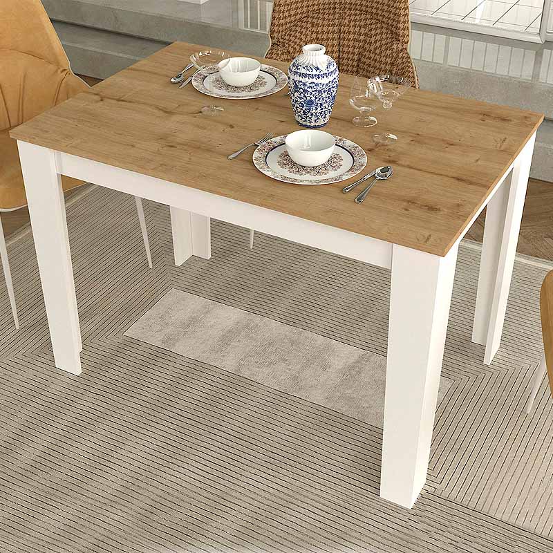 Τραπέζι Darlen Megapap χρώμα λευκό – sapphire oak 110x72x74εκ.