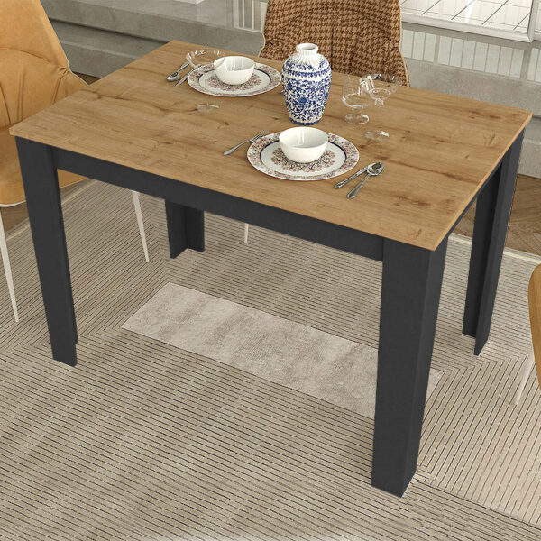 Τραπέζι Darlen Megapap χρώμα ανθρακί – sapphire oak 110x72x74εκ.